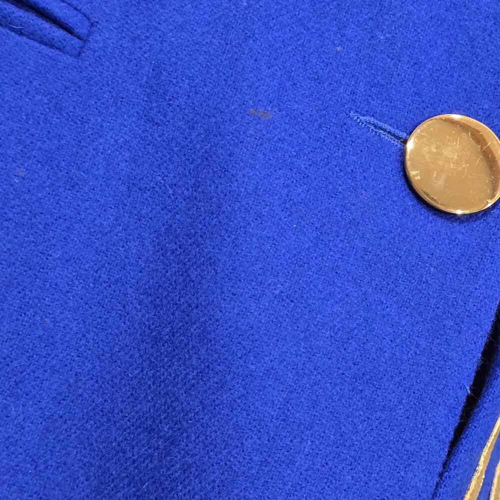 Vintage Oleg Cassini Royal Blue Gold Swirl Accent Embroidered Wool Blazer Jacket - Picture 5 of 10